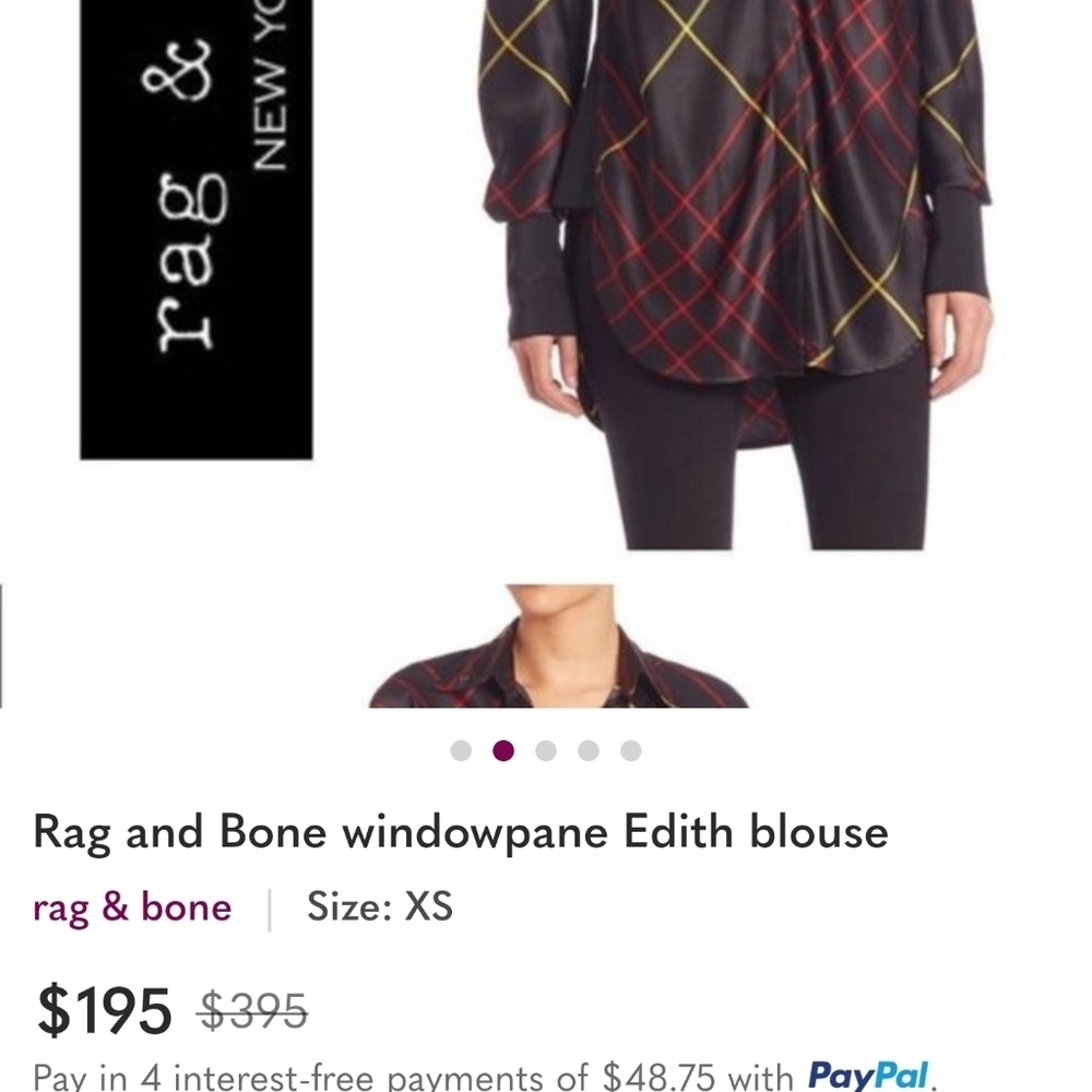 Rag & Bone Windowpane Edith Silk Blouse Dress Plaid Button Up - Picture 13 of 13